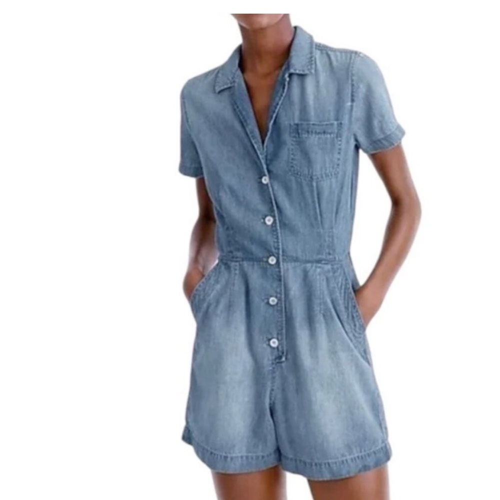 J. Crew Blue Denim Romper Size 4